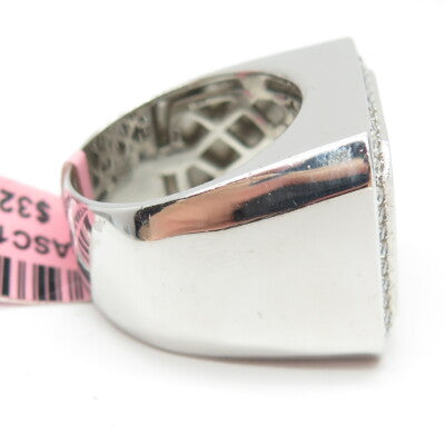 925 Sterling Silver Pave C Z Domed Ring Size 9.25