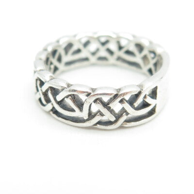 925 Sterling Silver Vintage Celtic Knot Band Ring Size 7.25