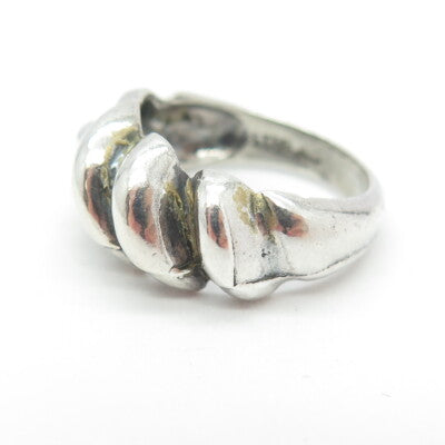 925 Sterling Silver Vintage Ribbed Ring Size 7.5