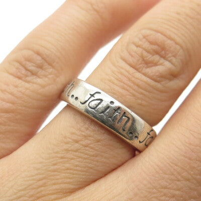 MWS Mark Wasserman Samara 925 Sterling Silver Vintage Faith Band Ring Size 6
