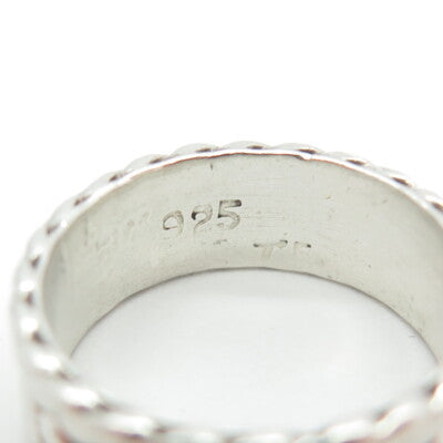 925 Sterling Silver Vintage Mexico Twisted Beaded Ring Size 8.75