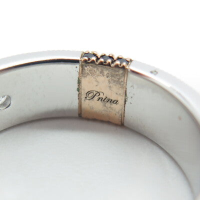 P. NINA 925 Sterling Silver 2-Tone White & Black C Z Ring Size 10.25
