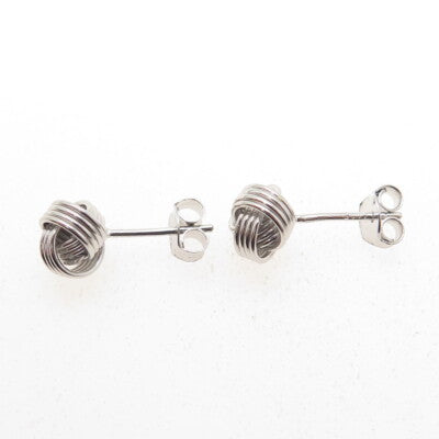 925 Sterling Silver Twisted Knot Stud Earrings