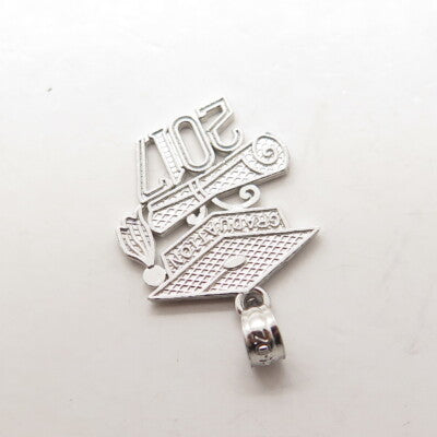925 Sterling Silver 2017 Graduation Academic Cap & Diploma Pendant