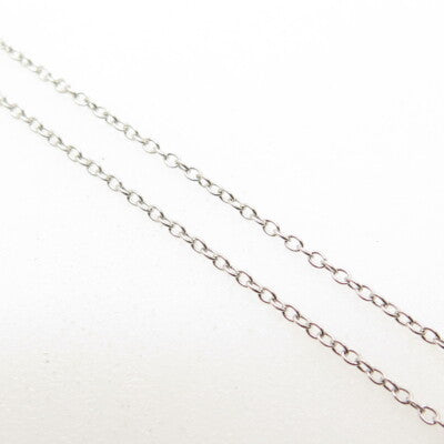 925 Sterling Silver Real Round-Cut Diamond Open Heart Cable Chain Necklace 18"