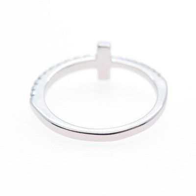 925 Sterling Silver Round-Cut C Z Cross Ring Size 4.75
