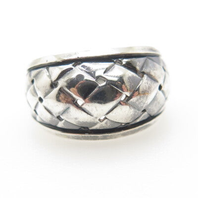 LOTUS 999 Fine Silver Vintage Woven Modernist Ring Size 8