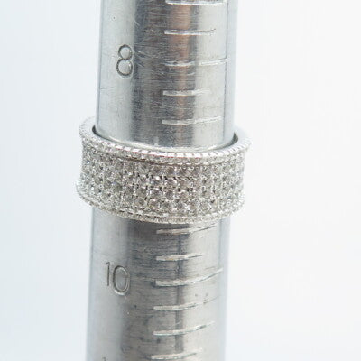 925 Sterling Silver C Z All Around Eternity Band Ring Size 9.75