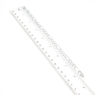 925 Sterling Silver Italy Figaro Link Bracelet 8"