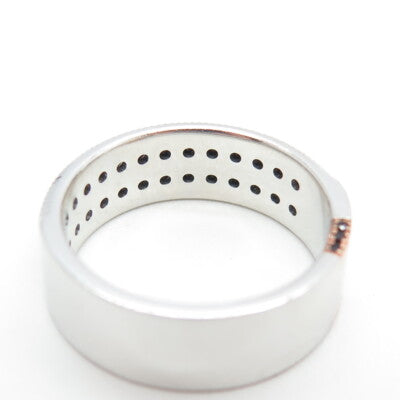 P. NINA 925 Sterling Silver 2-Tone Black C Z Ring Size 10.25