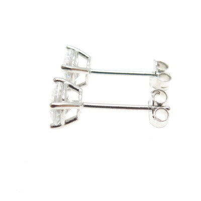 925 Sterling Silver Round-Cut C Z Stud Earrings