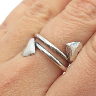 925 Sterling Silver Vintage Heart Spiral Ring Size 8.25