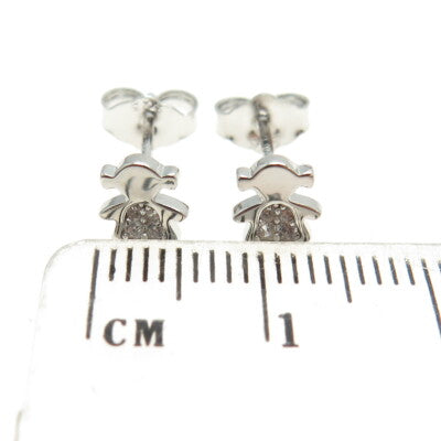 925 Sterling Silver Round-Cut C Z Baby Girl Stud Earrings