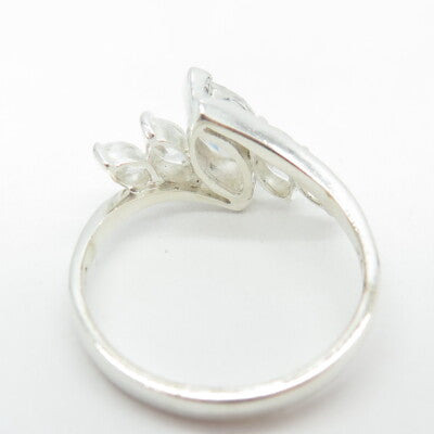 925 Sterling Silver Marquise-Cut Shaped C Z Ring Size 9