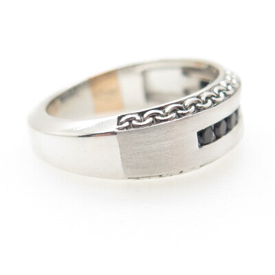 P. NINA 925 Sterling Silver 2-Tone White & Black C Z Ring Size 10