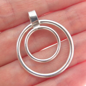 925 Sterling Silver Vintage Double Circle of Life Pendant