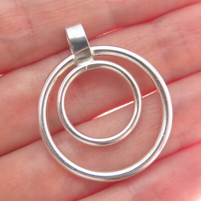 925 Sterling Silver Vintage Double Circle of Life Pendant