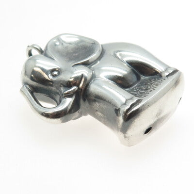 925 Sterling Silver Vintage Elephant Hollow Pendant