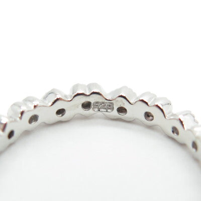 925 Sterling Silver Pink C Z Heart Band Ring Size 4.75