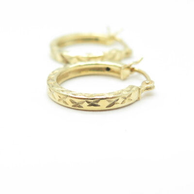 HAN 925 Sterling Silver Gold Plated Textured Hoop Earrings