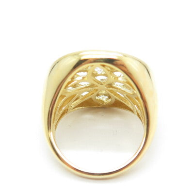 925 Sterling Silver Gold Plated Round-Cut C Z Cluster Ring Size 6