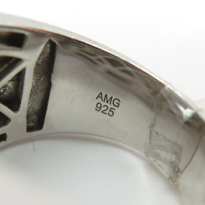 925 Sterling Silver Pave C Z Domed Ring Size 11