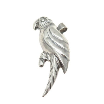 925 Sterling Silver Vintage Parrot Bird Pendant / Pin Brooch