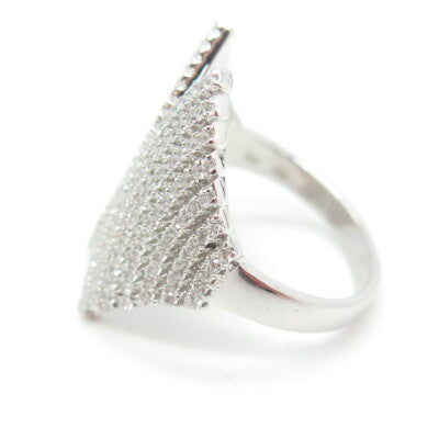 925 Sterling Silver Pave C Z Wings Ring Size 7