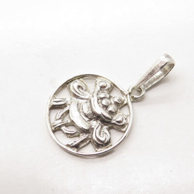 925 Sterling Silver Vintage Beetle Symbol Pendant