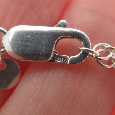 ANDRADES 925 Sterling Vintage Nameplate Charms Paperclip Link Bracelet 7.75-8.5"