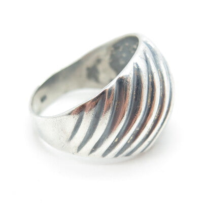 925 Sterling Silver Vintage Ribbed Ring Size 8.25