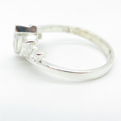 925 Sterling Silver Marquise-Cut Shaped C Z Ring Size 9