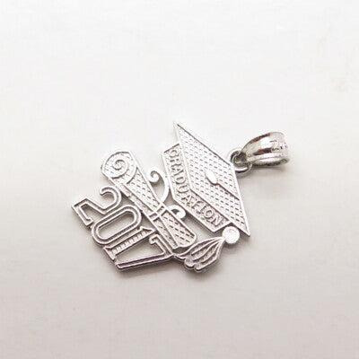 925 Sterling Silver 2017 Graduation Academic Cap & Diploma Pendant