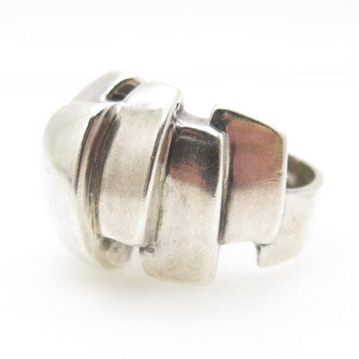 925 Sterling Silver Vintage Modernist Statement Ring Size 7