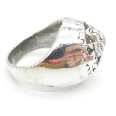 800 Silver Vintage France Chinese Foo Dog Dome Ring Size 10