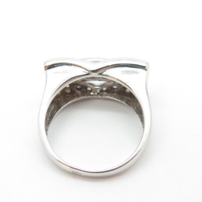 925 Sterling Silver Round & Emerald-Cut C Z Ring Size 7.25