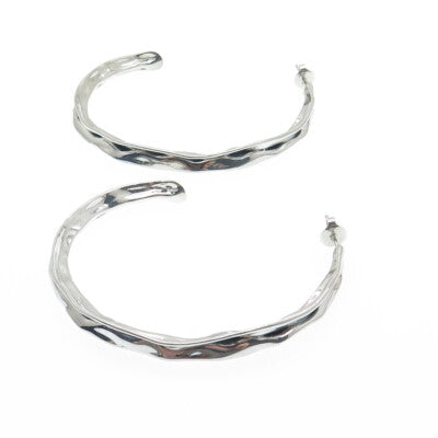HAGIT GORALI 925 Sterling Silver Vintage Israel Modernist Hoop Earrings