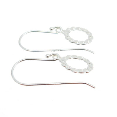 925 Sterling Silver Twisted Rope Circle Dangling Earrings