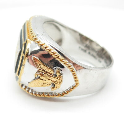 900 Morgan Silver Inglot 2-Tone King of US Silver Eagle Ring Size 14.5