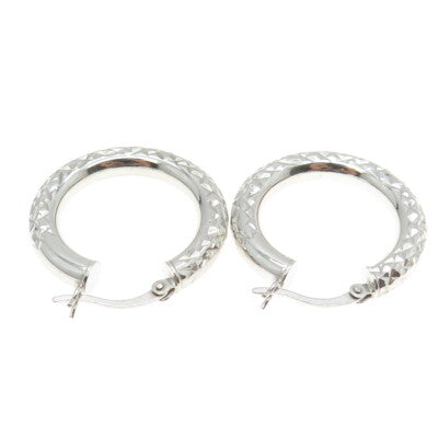 925 Sterling Silver Diamond-Cut Hoop Earrings