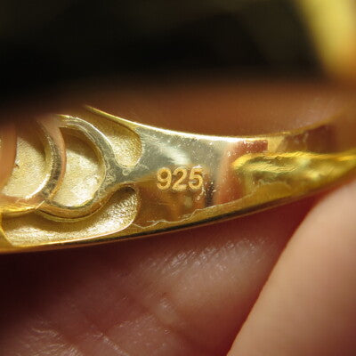 925 Sterling Silver Gold Plated Round-Cut C Z Horseshoe Ring Size 8.75