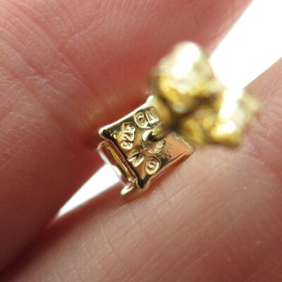 925 Sterling Silver Gold Plated Princess-Cut C Z Stud Earrings