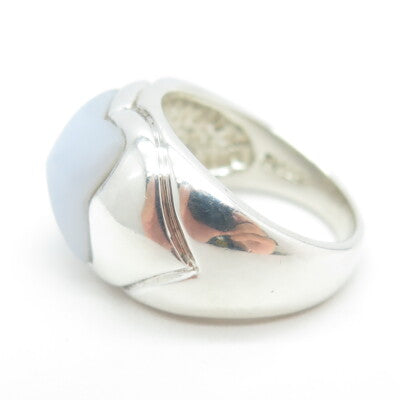 MICHELLE ALBALA 925 Sterling Silver Real Blue Agate Gemstone Ring Size 7.25