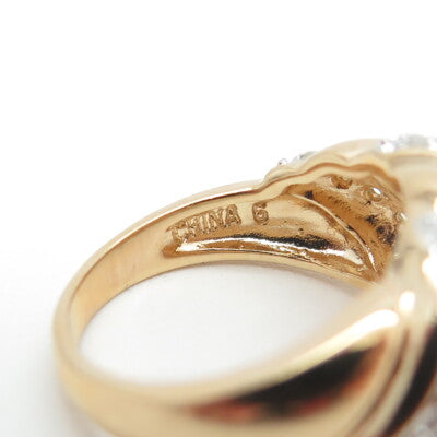 ROSS SIMONS 925 Sterling Silver Gold Plated Real Round-Cut Diamond Ring Size 6