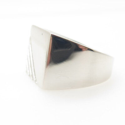 925 Sterling Silver Striped Signet Ring Size 10.25