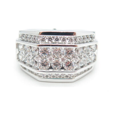 925 Sterling Silver Round-Cut Shaped C Z Ring Size 10