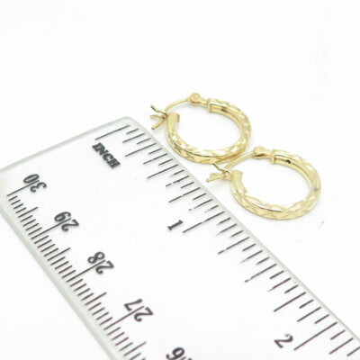 HAN 925 Sterling Silver Gold Plated Textured Hoop Earrings