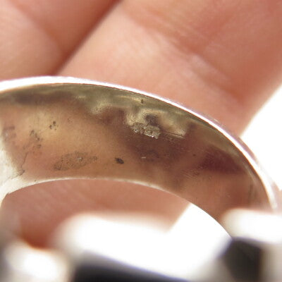 925 Sterling Silver Vintage Modernist Statement Ring Size 7