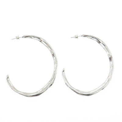 HAGIT GORALI 925 Sterling Silver Vintage Israel Modernist Hoop Earrings