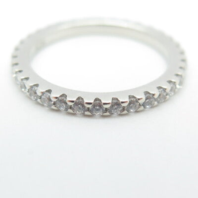 925 Sterling Silver C Z All Around Eternity Band Ring Size 5